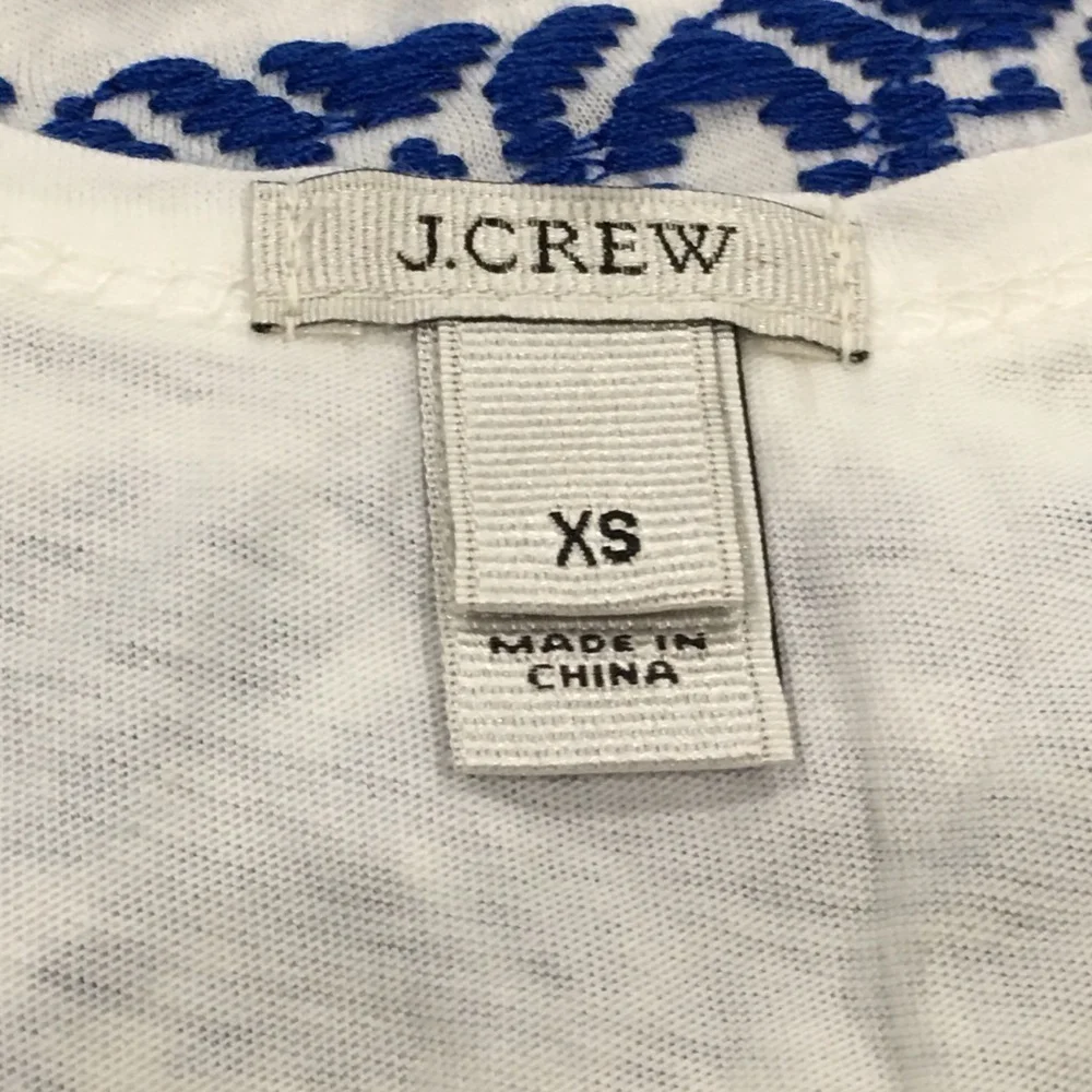 J. Crew white with blue embroidered tank top - Picture 5 of 6